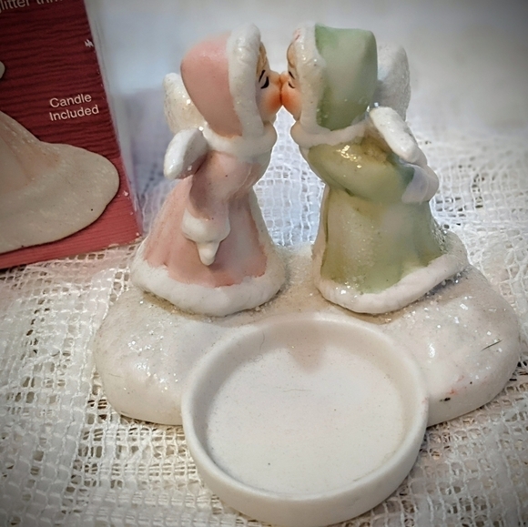 Vintage Kissing Angels Tealight Candle Holder IOB <3 - Picture 1 of 3